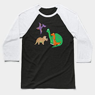 Group Of Cute Baby Dinosaur Friends Baseball T-Shirt